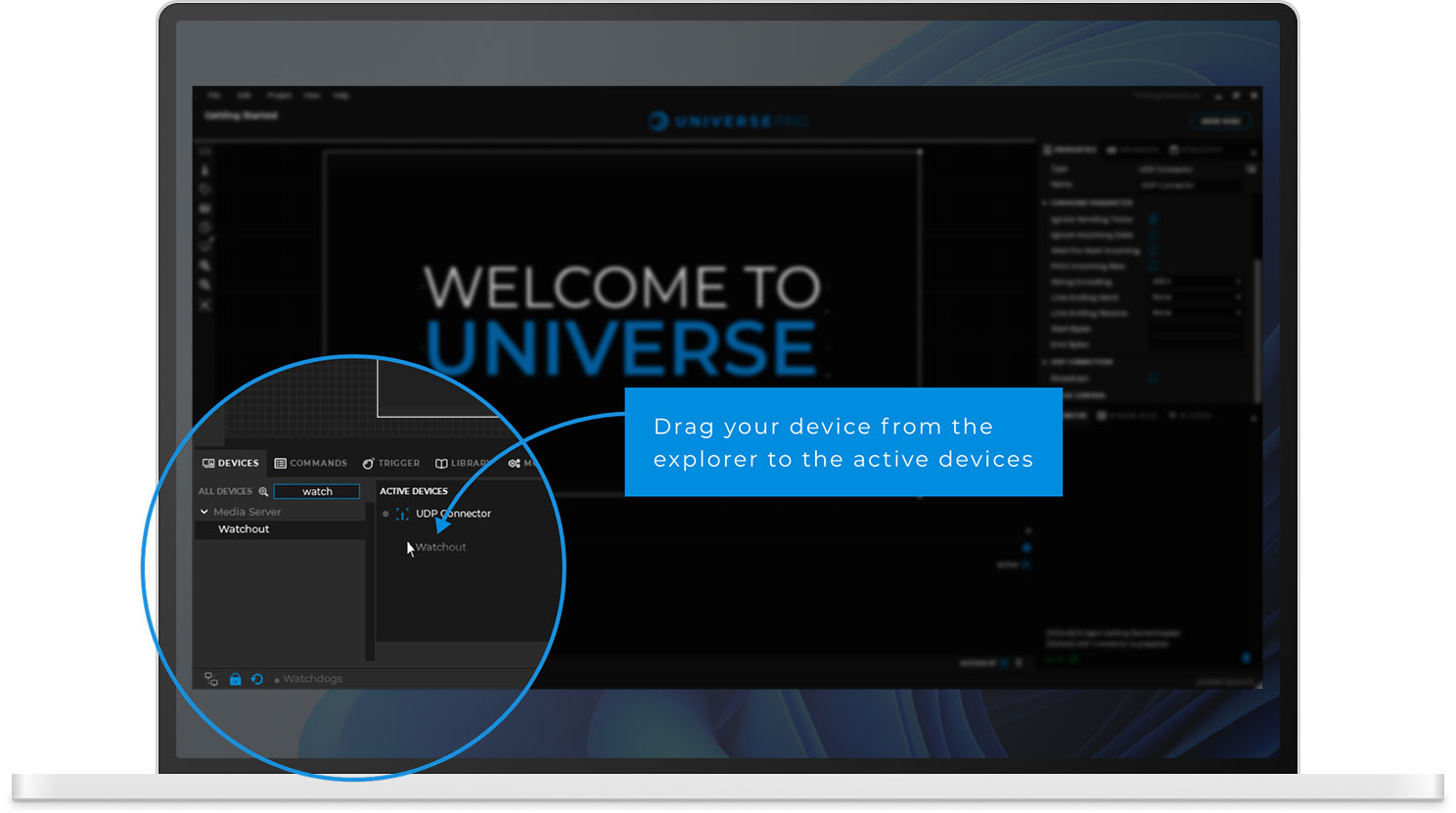 Screenshot of Universe interface