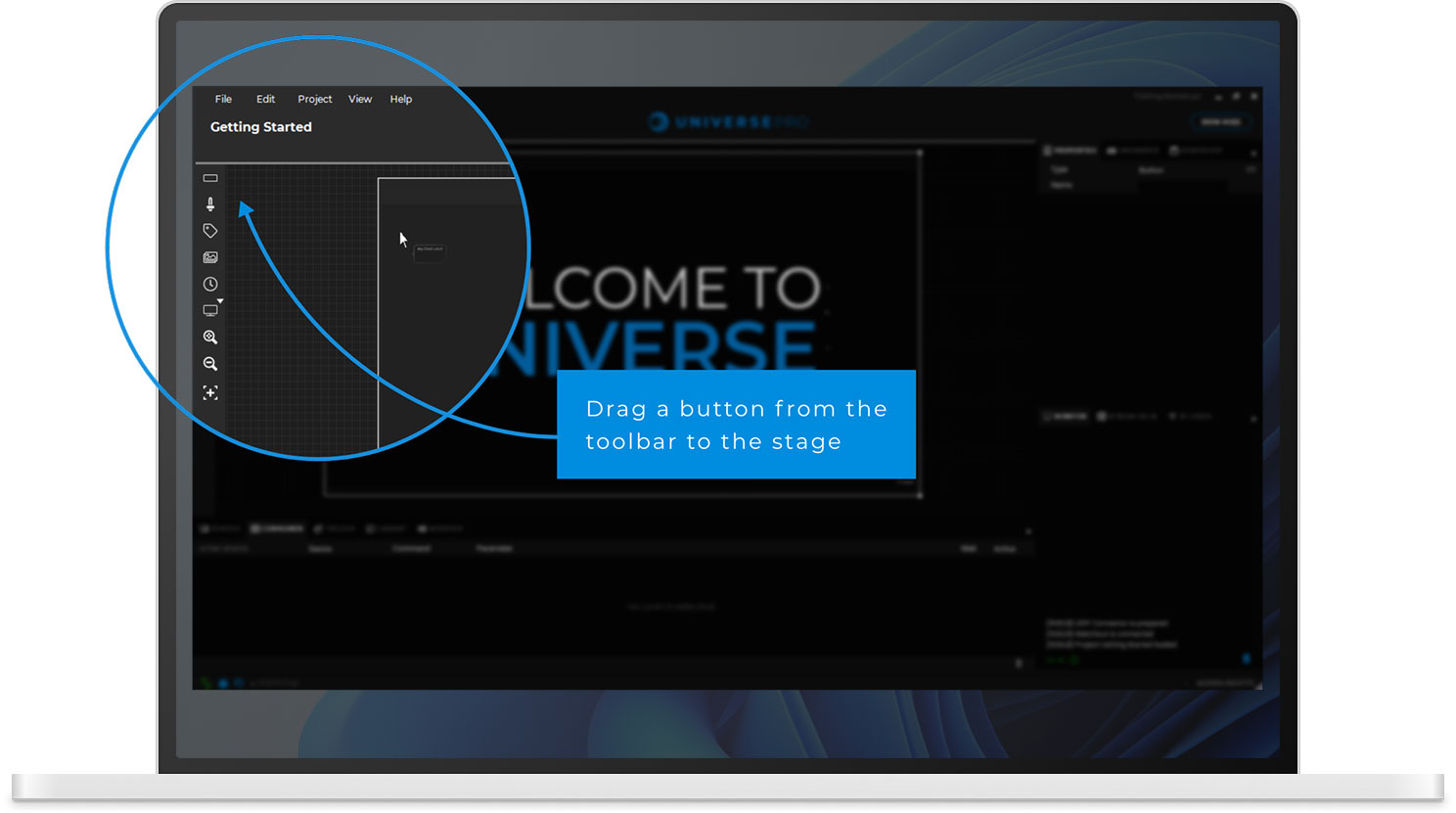 Screenshot of Universe interface