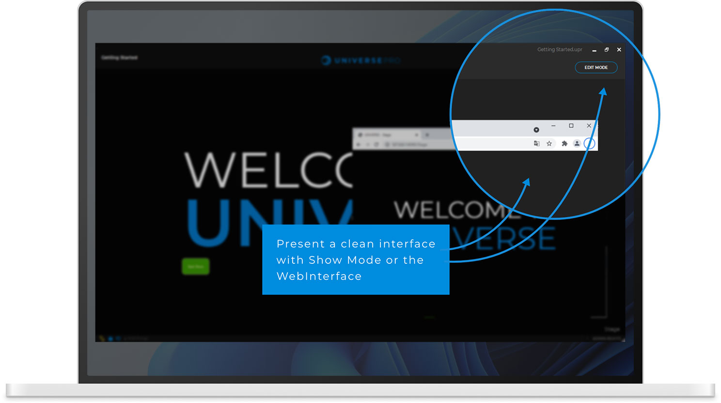 Screenshot of Universe interface